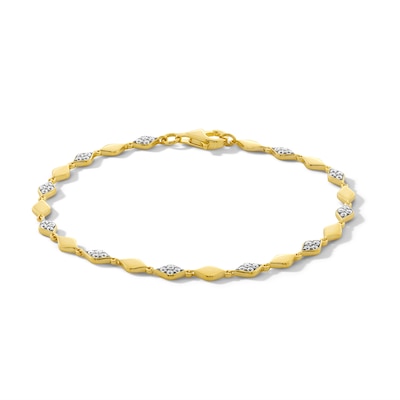 0.50 CT. T.W. Marquise-Shaped Multi-Diamond Alternating Link Bracelet in Sterling Silver with 10K Gold Plate