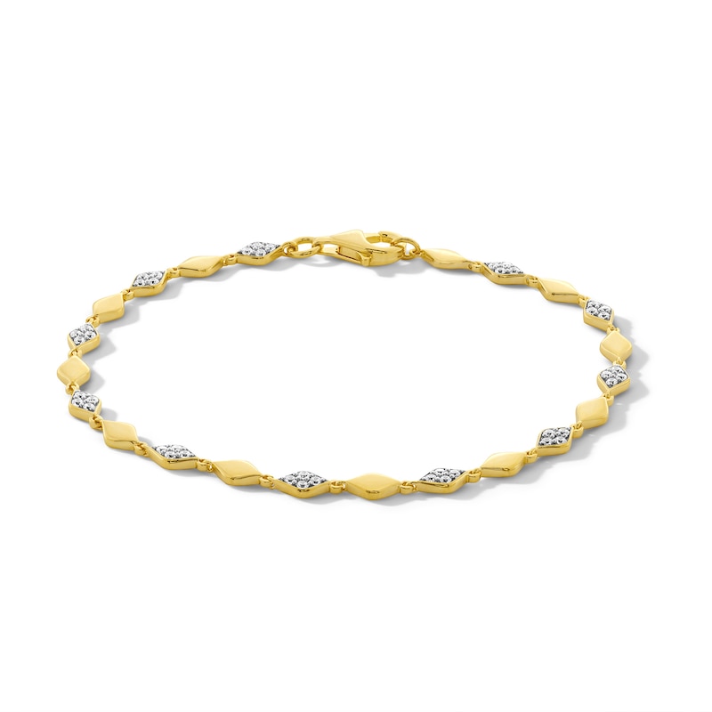 0.50 CT. T.W. Marquise-Shaped Multi-Diamond Alternating Link Bracelet in Sterling Silver with 10K Gold Plate