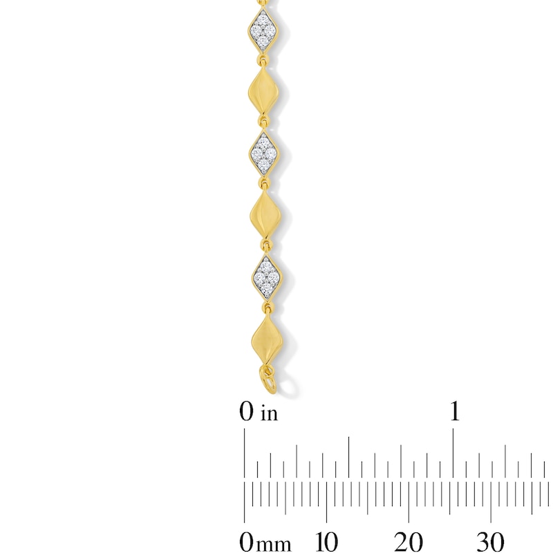 0.50 CT. T.W. Marquise-Shaped Multi-Diamond Alternating Link Bracelet in Sterling Silver with 10K Gold Plate