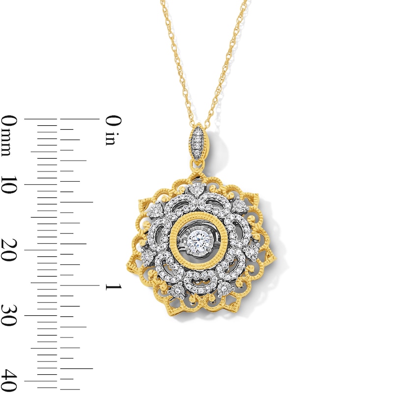 Main Image 3 of Unstoppable Love™ 0.33 CT. T.W. Diamond Mosaic Arabesque Frame Pendant in 10K Gold