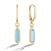 Limor Mindful Jewellery Guidestones Elongated Hexagon Swiss Blue Topaz Solitaire Hoop Drop Earrings in 10K Gold