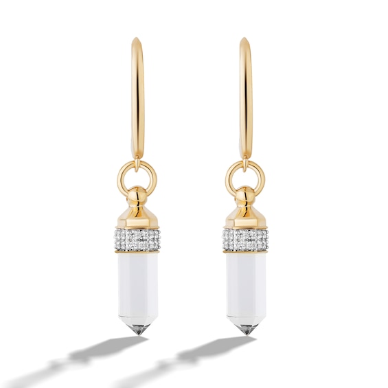 Limor Freeform White Quartz and 0.145 CT. T.W. Diamond Obelisk Drop Earrings in 10K Gold