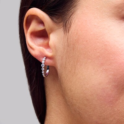 Shooting Star 0.50 CT. T.W. Certified Lab-Created Diamond Seven Stone Hoop Earrings in Sterling Silver (F/VS2)