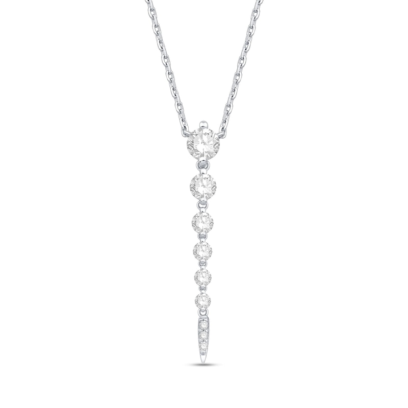 Main Image 1 of Shooting Star 0.50 CT. T.W. Journey Certified Lab-Created Diamond Vertical Drop Necklace in 10K White Gold (F/VS2)