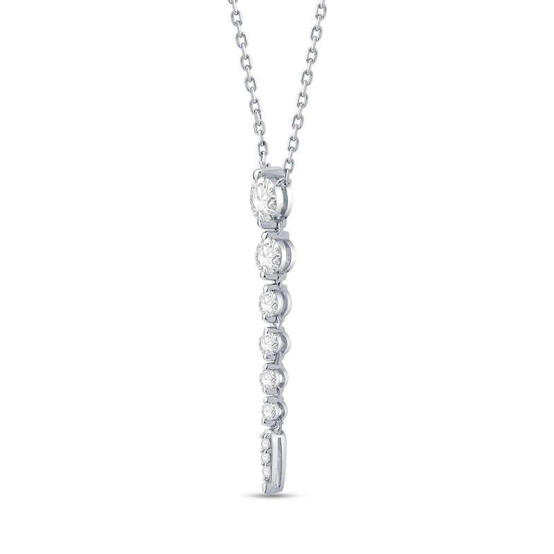 Main Image 3 of Shooting Star 0.50 CT. T.W. Journey Certified Lab-Created Diamond Vertical Drop Necklace in 10K White Gold (F/VS2)