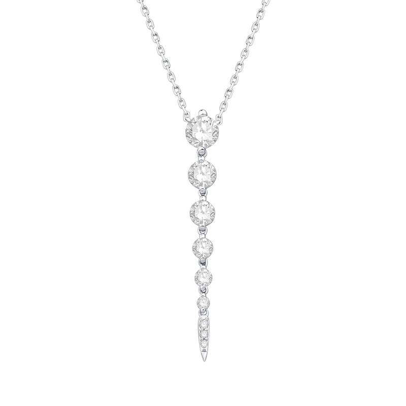 Shooting Star 1.00 CT. T.W. Journey Certified Lab-Created Diamond Vertical Drop Necklace in Sterling Silver (F/VS2)