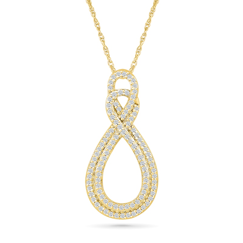 Main Image 1 of 0.29 CT. T.W. Diamond Double Infinity Pendant in 10K Gold