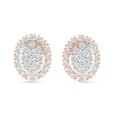 0.23 CT. T.W. Oval-Shaped Multi-Diamond Frame Stud Earrings in 10K Rose Gold