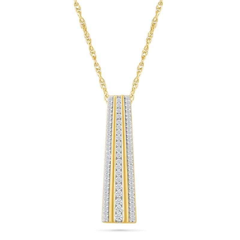 0.23 CT. T.W. Diamond Alternating Multi-Row Bar Drop Pendant in 10K Gold