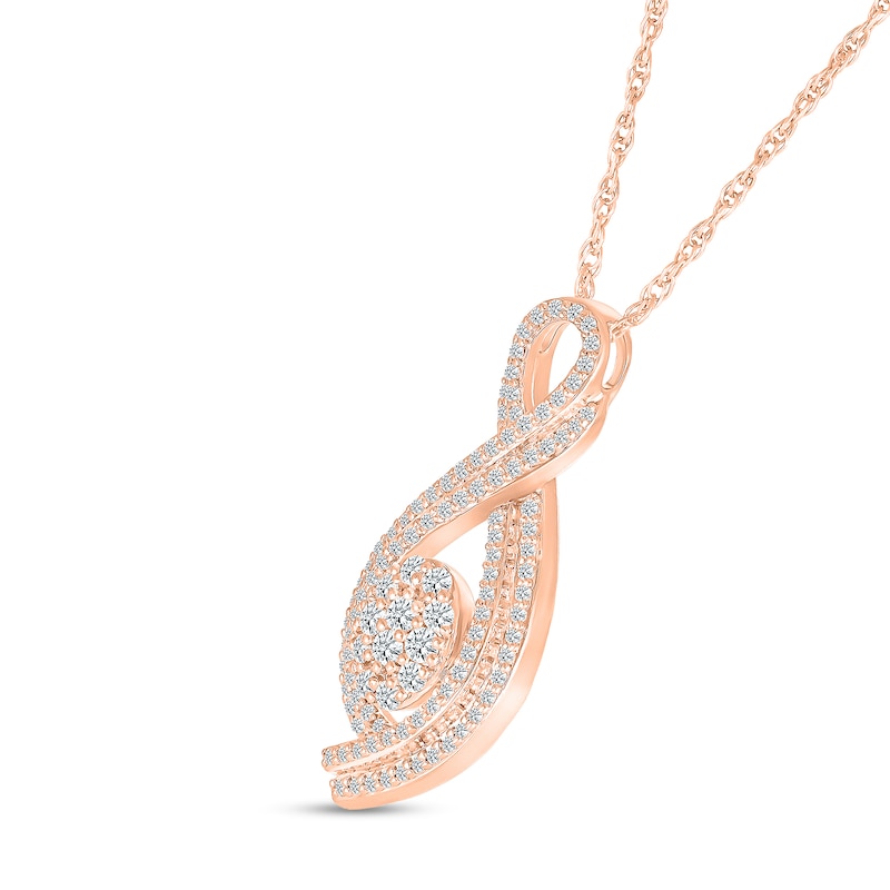 Main Image 2 of 0.95 CT. T.W. Oval-Shaped Multi-Diamond Frame Double Infinity Pendant in 10K Rose Gold