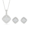 Thumbnail Image 1 of 0.96 CT. T.W. Multi-Diamond Cushion-Shaped Frame Pendant and Stud Earrings Set in 10K White Gold