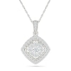 Thumbnail Image 2 of 0.96 CT. T.W. Multi-Diamond Cushion-Shaped Frame Pendant and Stud Earrings Set in 10K White Gold