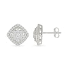 0.96 CT. T.W. Multi-Diamond Cushion-Shaped Frame Pendant and Stud Earrings Set in 10K White Gold