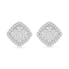 Thumbnail Image 6 of 0.96 CT. T.W. Multi-Diamond Cushion-Shaped Frame Pendant and Stud Earrings Set in 10K White Gold