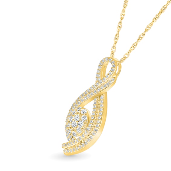 0.95 CT. T.W. Oval-Shaped Multi-Diamond Frame Double Infinity Pendant in 10K Gold