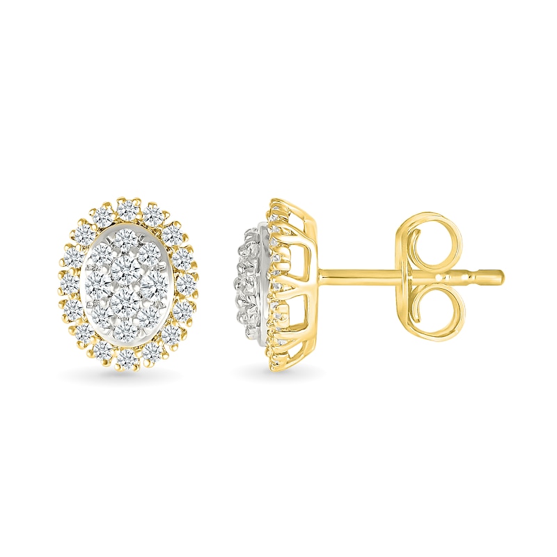 0.23 CT. T.W. Oval-Shaped Multi-Diamond Frame Stud Earrings in 10K Gold