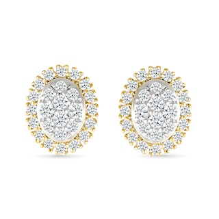 0.23 CT. T.W. Oval-Shaped Multi-Diamond Frame Stud Earrings in 10K Gold