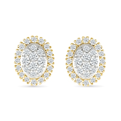 0.23 CT. T.W. Oval-Shaped Multi-Diamond Frame Stud Earrings in 10K Gold