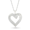 Thumbnail Image 1 of 0.45 CT. T.W. Diamond Twist Ribbon Double Heart Pendant in 10K White Gold