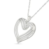 Thumbnail Image 2 of 0.45 CT. T.W. Diamond Twist Ribbon Double Heart Pendant in 10K White Gold