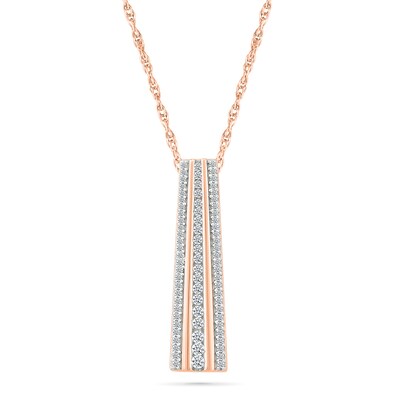 0.23 CT. T.W. Diamond Alternating Multi-Row Bar Drop Pendant in 10K Rose Gold