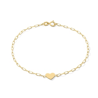 Heart Chain Bracelet in 10K Gold - 7.25”