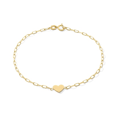 Heart Chain Bracelet in 10K Gold - 7.25”