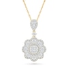 Thumbnail Image 1 of 0.95 CT. T.W. Multi-Diamond Double Flower Frame Drop Pendant in 10K Gold