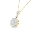 0.95 CT. T.W. Multi-Diamond Double Flower Frame Drop Pendant in 10K Gold