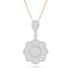 Thumbnail Image 1 of 0.95 CT. T.W. Multi-Diamond Double Flower Frame Drop Pendant in 10K Rose Gold