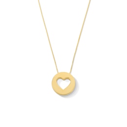 Satin Heart Cutout Disc Pendant in 10K Gold