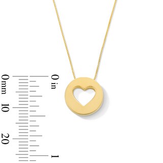 Satin Heart Cutout Disc Pendant in 10K Gold