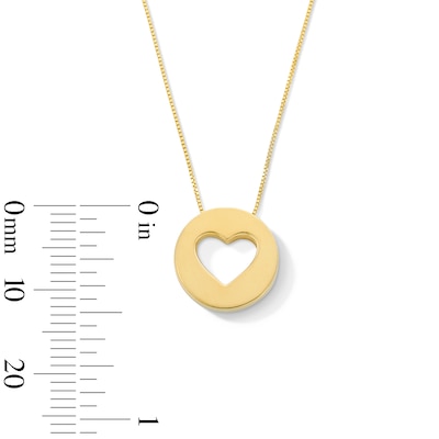 Satin Heart Cutout Disc Pendant in 10K Gold