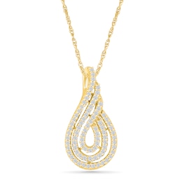 0.45 CT. T.W. Diamond Triple Swirl Teardrop Pendant in 10K Gold