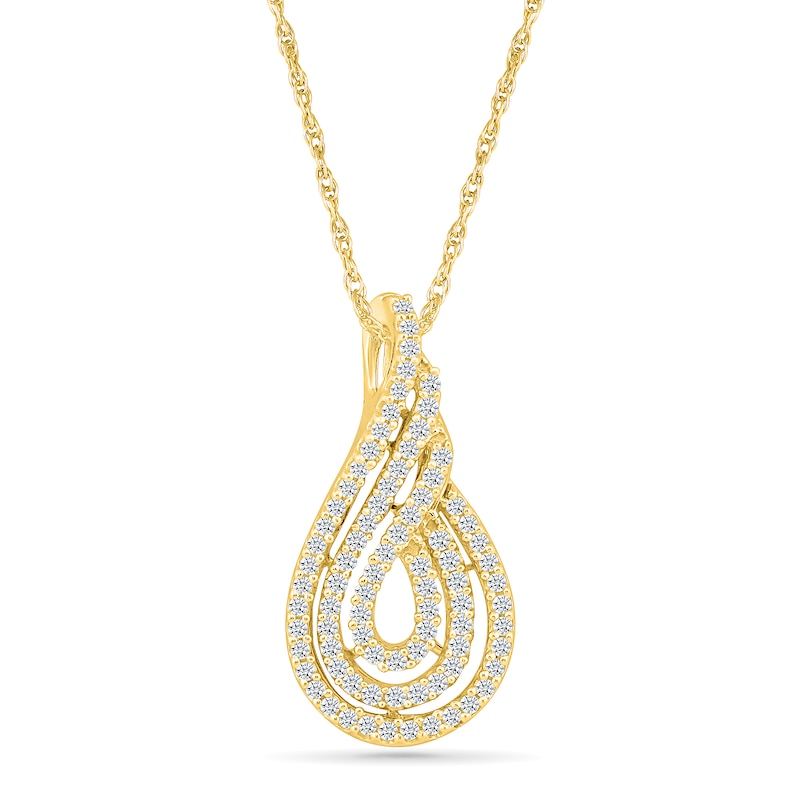 Main Image 1 of 0.45 CT. T.W. Diamond Triple Swirl Teardrop Pendant in 10K Gold