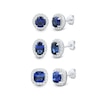 Thumbnail Image 1 of Blue and White Lab-Created Sapphire Frame Three Pair Stud Earrings Set in Sterling Silver