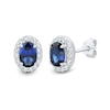 Blue and White Lab-Created Sapphire Frame Three Pair Stud Earrings Set in Sterling Silver