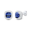 Thumbnail Image 4 of Blue and White Lab-Created Sapphire Frame Three Pair Stud Earrings Set in Sterling Silver