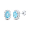 Thumbnail Image 3 of Swiss Blue Topaz and White Lab-Created Sapphire Frame Three Pair Stud Earrings Set in Sterling Silver