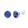 Thumbnail Image 2 of Blue Lab-Created Sapphire Three Pair Huggie Hoop and Stud Earrings Set in Sterling Silver