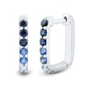 Thumbnail Image 4 of Blue Lab-Created Sapphire Three Pair Huggie Hoop and Stud Earrings Set in Sterling Silver