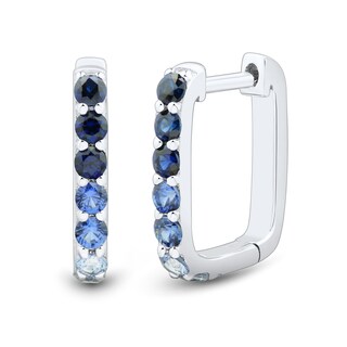 Blue Lab-Created Sapphire Three Pair Huggie Hoop and Stud Earrings Set in Sterling Silver