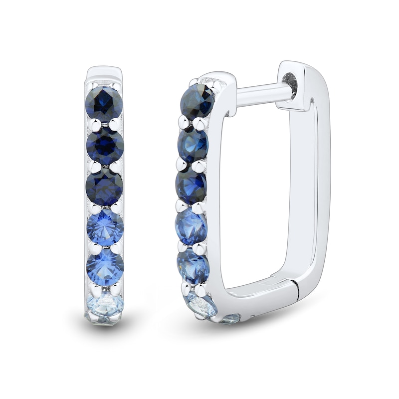 Main Image 4 of Blue Lab-Created Sapphire Three Pair Huggie Hoop and Stud Earrings Set in Sterling Silver