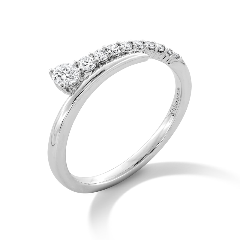 Main Image 2 of 0.25 CT. T.W. Milestones Diamond Graduated Bypass Anniversary Band in 14K White Gold