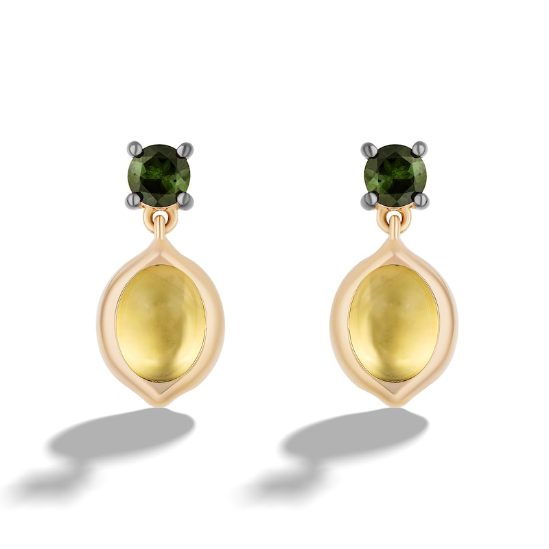 Limor Mindful Jewellery Elements Earth Lemon Quartz and Green Tourmaline Earrings in Sterling Silver with 24K Gold Plate