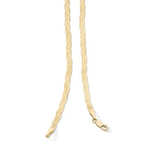 3.2mm Braided Herringbone Necklace in Hollow 14K Gold - 16"