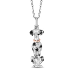 Disney Treasures 101 Dalmatians 0.085 CT. T.W. Black and White Diamond Pendant in Sterling Silver and 10K Rose Gold