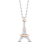 Disney Treasures 0.04 CT. T.W. Diamond Eiffel Tower Pendant in Sterling Silver and 10K Rose Gold