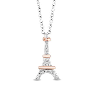 Disney Treasures 0.04 CT. T.W. Diamond Eiffel Tower Pendant in Sterling Silver and 10K Rose Gold