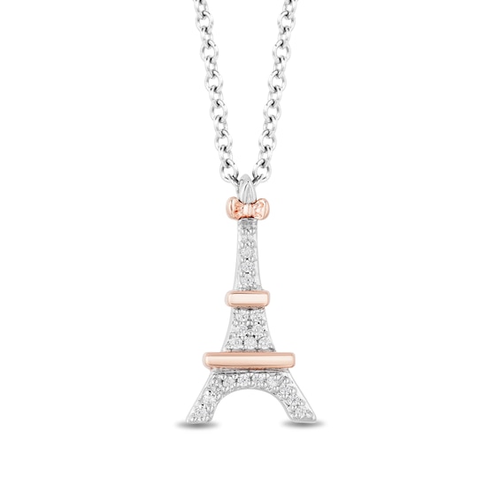 Disney Treasures 0.04 CT. T.W. Diamond Eiffel Tower Pendant in Sterling Silver and 10K Rose Gold